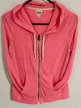 Mossimo Supply Co. Heather Pink Zip Hoodie with Drawstrings